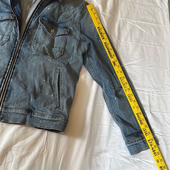 7 for all mankind mens denim trucker jacket size medium paint splatter distresse - Picture 8 of 9